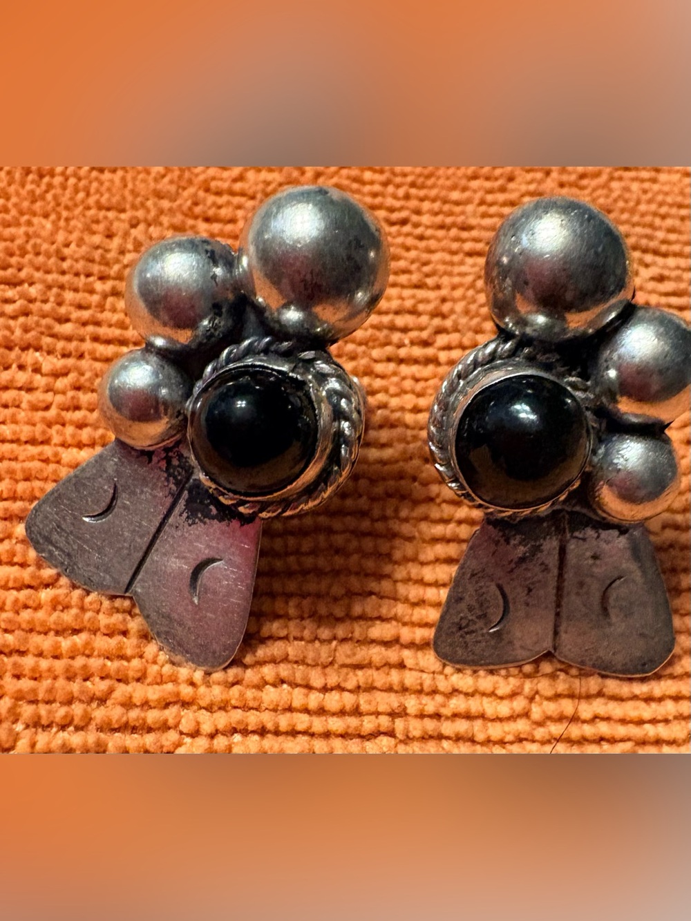 3 (pcs) (Vintage Sterling &Onyx Twist back earrings,Mexico Silver), etc
